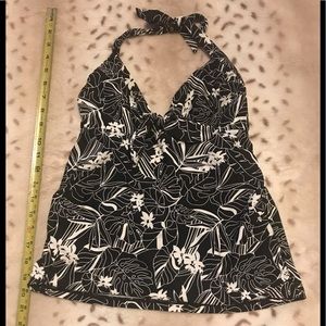 Catalena M (8-10) B&W halter swim top tankini halter top